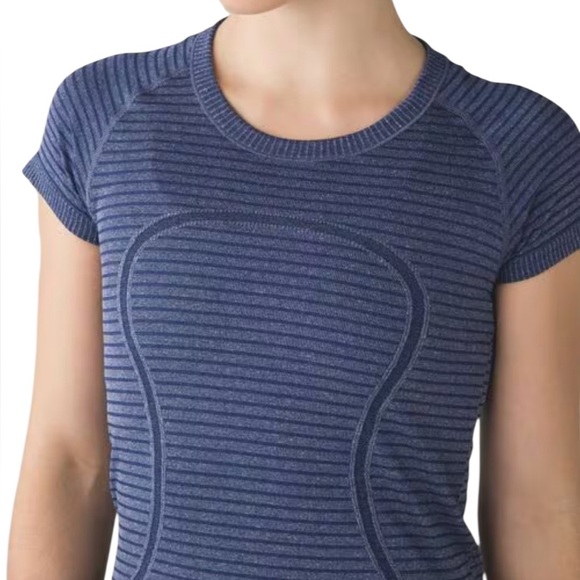 Lululemon Run: Swiftly Tech Short Sleeve Heathered Blue Women’s Size 10 EUC - Picture 1 of 9